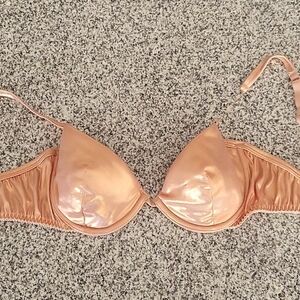Metallic mermaid shiny bra or costume top copper peach pink